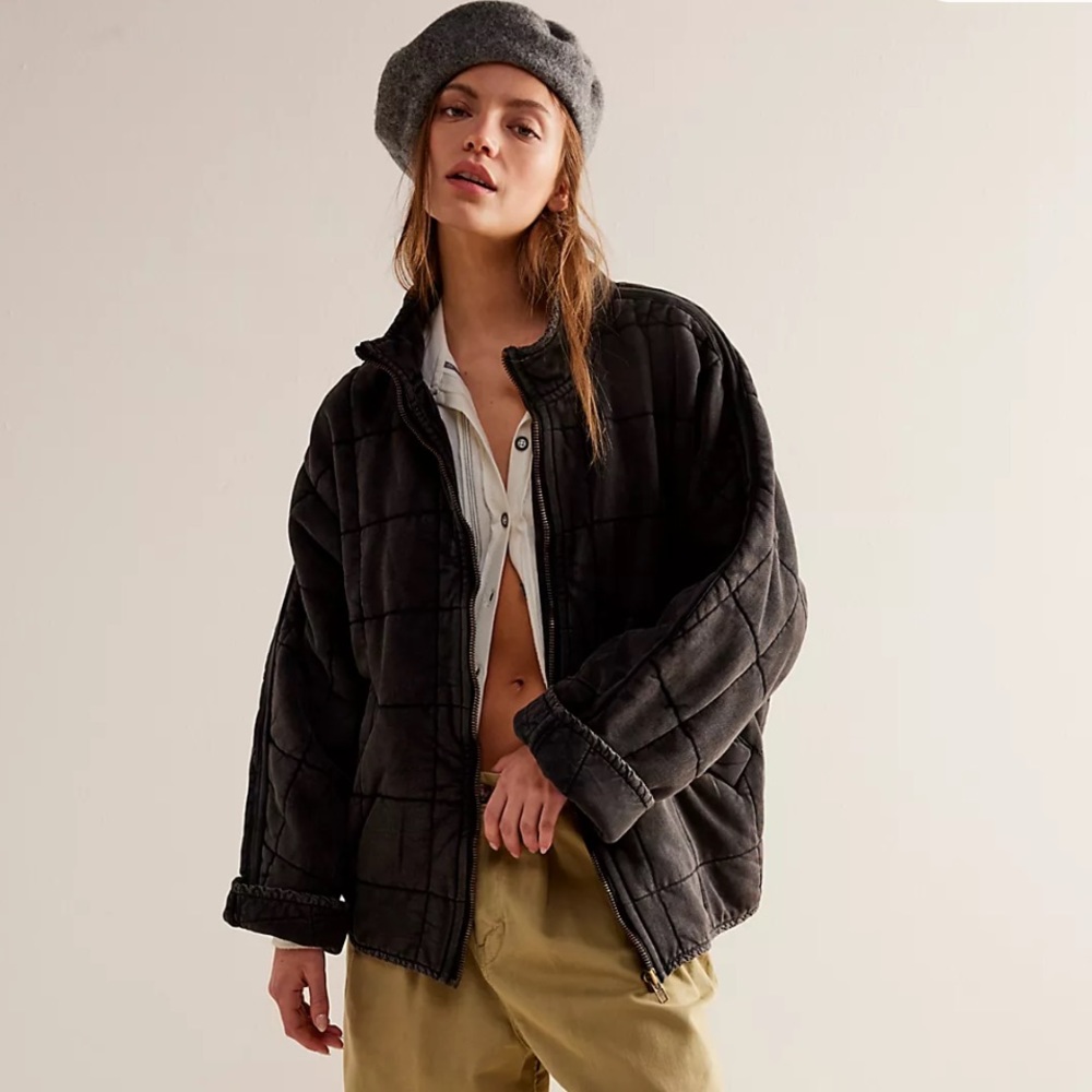 Free People Black Quilted Zip-Front Puffer Jacket - Picture 4 of 5